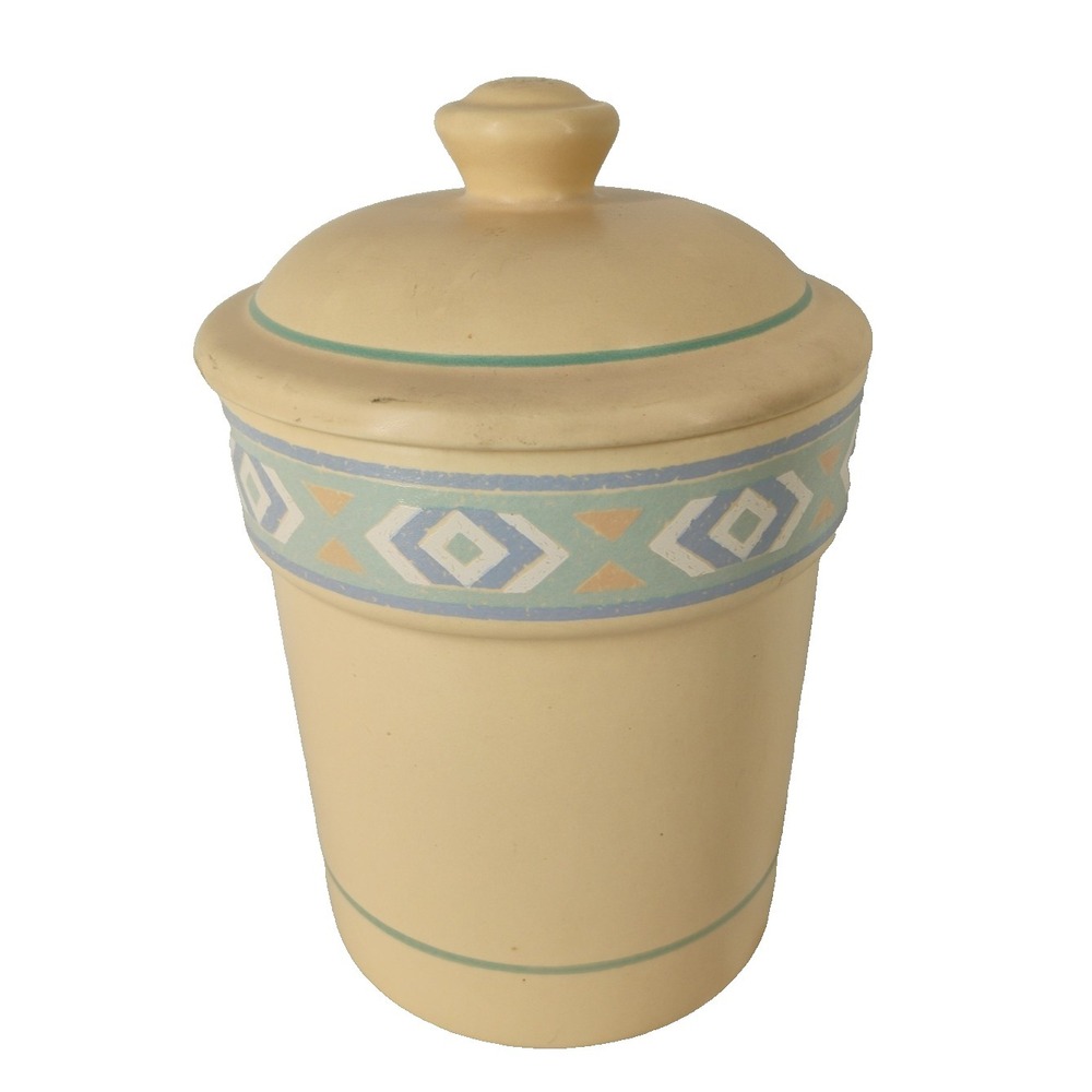 Vintage Treasure Craft Peach Southwestern Aztec Cookie‎ Jar Canister Sugar USA